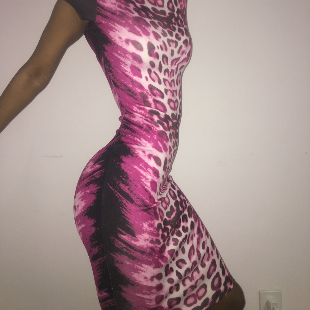 Pink leopard long dress